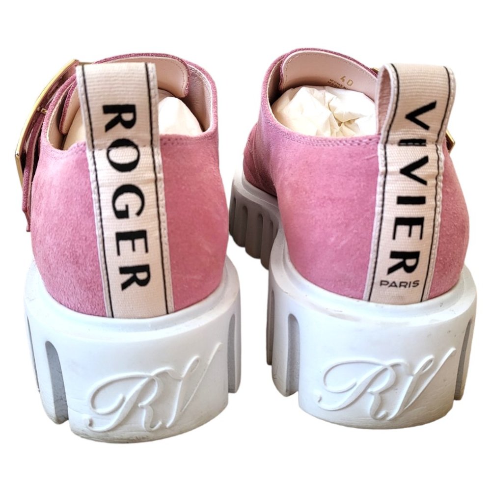 Roger Vivier Pink Suede Go-Thick Loafer Size 40